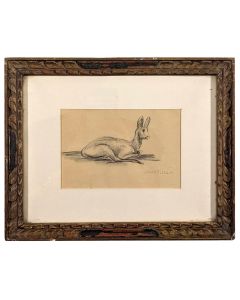 Dessin animalier au fusain XXème d'Ary Bitter
