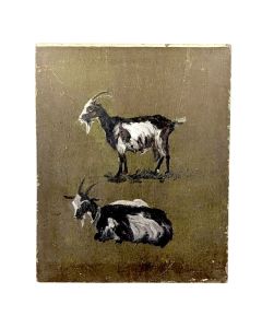 Peinture animalière aux chèvres époque 20ème