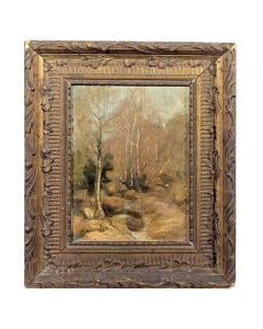 Huile sur bois paysage de campagne Andree Seailles 