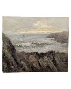 Marine bord de mer huile sur toile 