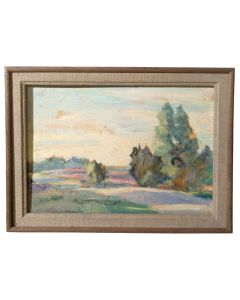 Huile sur carton Andrée Seailles  paysage de campagne 