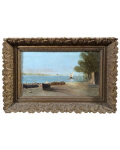 Marine provençale XIXème huile sur bois 