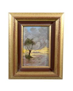 Huile sur carton, paysage J F Isnard 