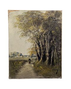Huile sur toile paysage de campagne 
