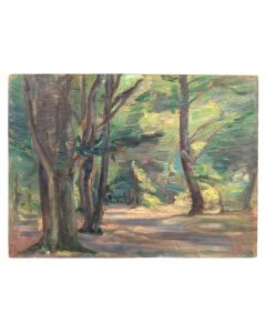 Paysage Provençal huile sur panneau monogramme AS pour Andrée Seailles