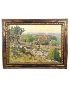 Huile sur toile 1900 paysage provençal M Sattes 