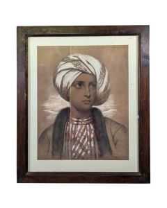 Dessin XIXème portrait d un prince  oriental