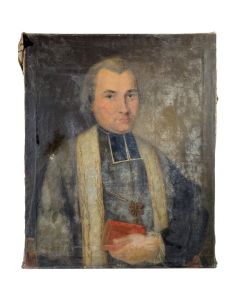 Portrait d'homme d'église huile sur toile école française d'époque début XIXème 