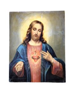 Peinture religieuse huile sur toile époque XIXème