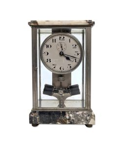 Pendule électrique  ATO cage bronze argenté balancier époque 1930