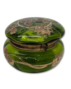 Bonbonnière art nouveau en verre émaillé 