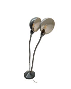Double lampe de bureau laque grise design vintage années 60