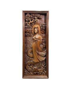 Art décoratif panneau bois sculpté bas relief
