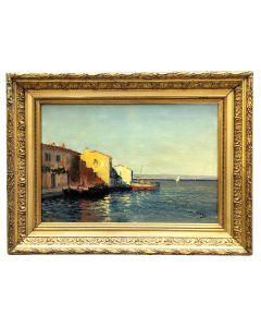 Peinture à l'huile sur toile Martigues signé Nattero époque XIXème
