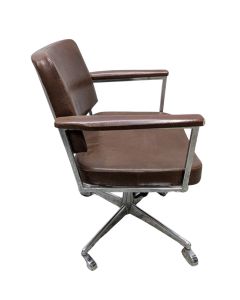 Fauteuil de bureau vintage vers 1970 skai marron