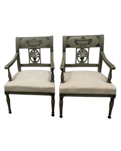 Fauteuils style Louis XVI laqués fin XIXème Napoléon III (paire)
