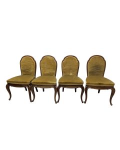 Série de 4 chaises de style Louis XV recouverts velours moutarde