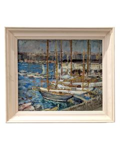 Huile sur panneau port de Marseille par Horace Richebé