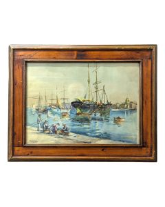 Bateau à voile au port Marine école Française XXème