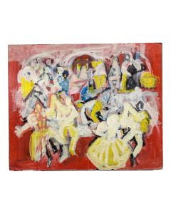 huile sur isorelle  époque 20ème Rudolf Kundera école tchèque scène de studio de danse