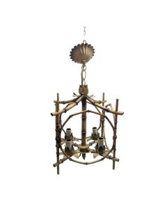 Lustre en tole laquée  faux bambou 