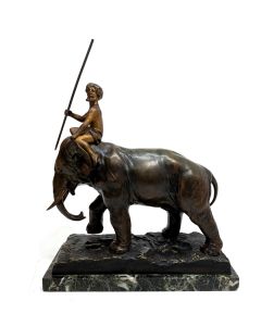 Éléphant et son cornac bronze époque1900 par Varnier