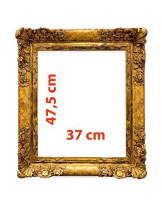 Cadre à oreilles en bois et stuck doré fin XIXème 47,5x37 cm