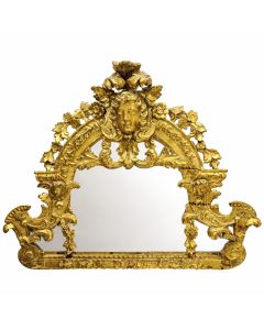 fronton de miroir  Louis XIV  en bois doré époque XVIIIème