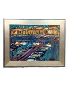 Port de Marseille huile sur toile par Antoine Ferrari