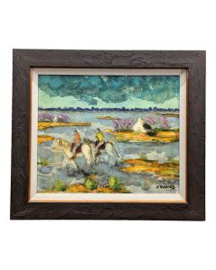 Huile sur toile signé d'Orcino paysage de Camargue époque 20ème