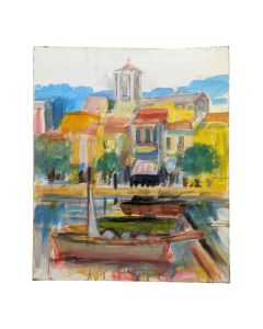 Paysage huile sur toile par Rudolf Kundera port de Cassis