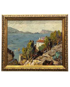 Paysage Bord de mer huile sur toile signée G. Vidal "marine"