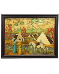 Huile sur toile signé d'Orcino paysage de Camargue époque 20ème