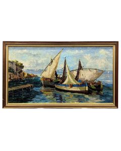 Huile sur toile par Max Flegier Marine 