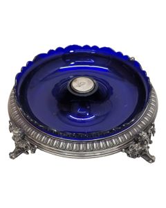 Vide poche métal argenté et verre coloré Napoléon III 