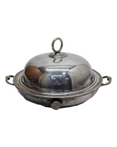 Cloche de service chauffante en métal argenté 1900