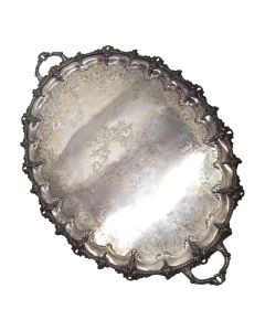 Grand plateau en métal argenté