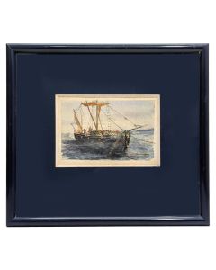 Dessin aquarelle marine signée