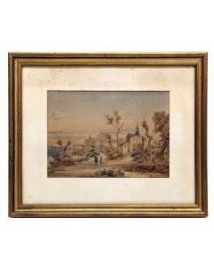 Aquarelle paysage XIXème