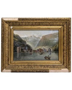 huile sur toile début XIXème paysage suisse