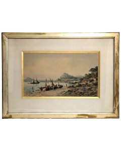 Aquarelle d'Emile Henry début XXème Marine