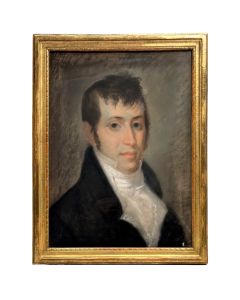 portrait pastel début XIXème encadrement bois doré