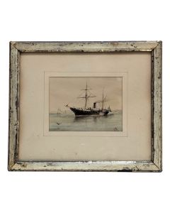 Dessin aquarelle marine signée RM