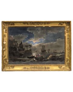 Gouache d'époque empire dans l'esprit de Joseph Vernet