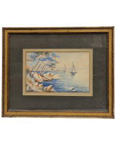 Aquarelle marine bord de mer