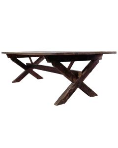 Grande table de ferme en bois blanc 