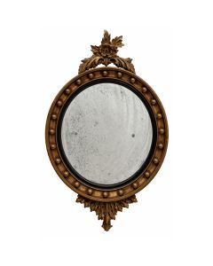 miroir sorcière en bois sculpté et doré style empire 