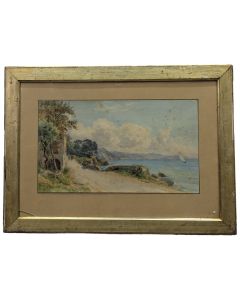 Marine bord de mer aquarelle 1900 signée en bas à gauche 