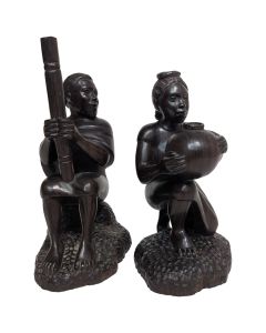 Louis Ralison  paire de statues africaines ou malgaches en ébène                             