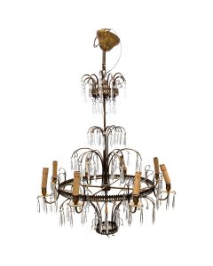 Lustre suédois en bronze doré et pampilles 